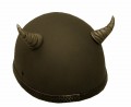 Silver Grooved Motorcycle Helmet Demon Horns