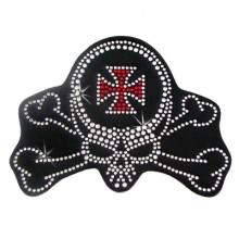 Skull Crossbones Rhinestone Helmet Patch