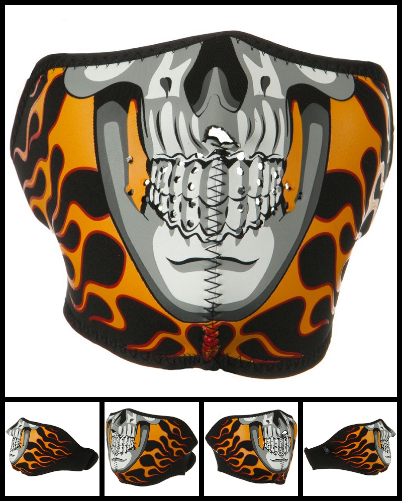Half Burning Skull Neoprene Face Mask