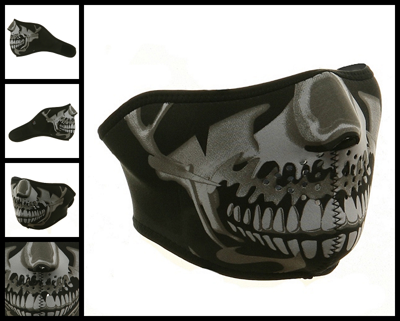 Half Chrome Skull Neoprene Face Mask Half Chrome Skull Neoprene Face Mask