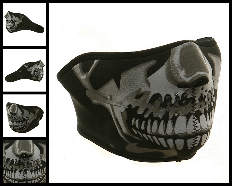 Half Chrome Skull Neoprene Face Mask