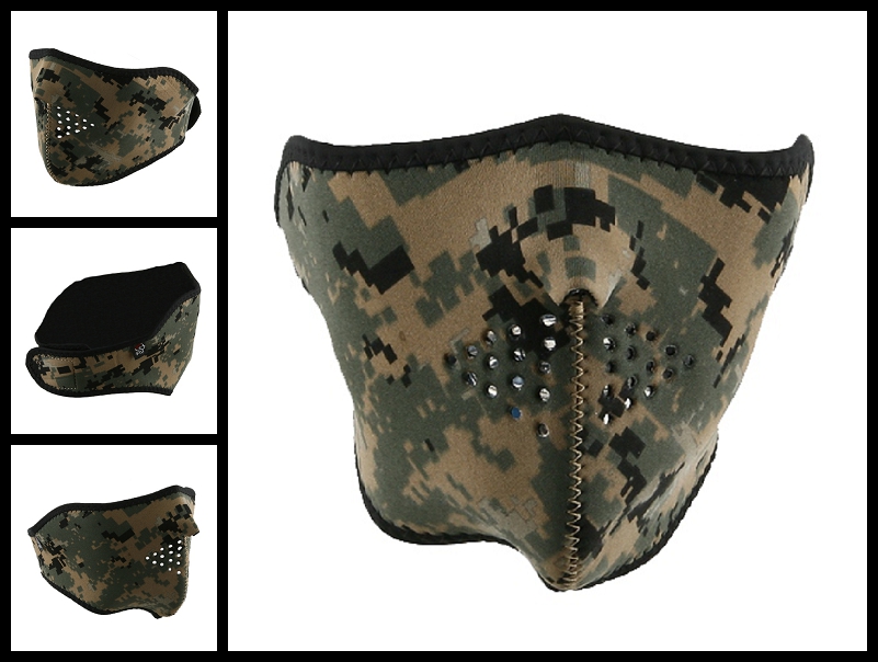 Half Digital Green Neoprene Face Mask
