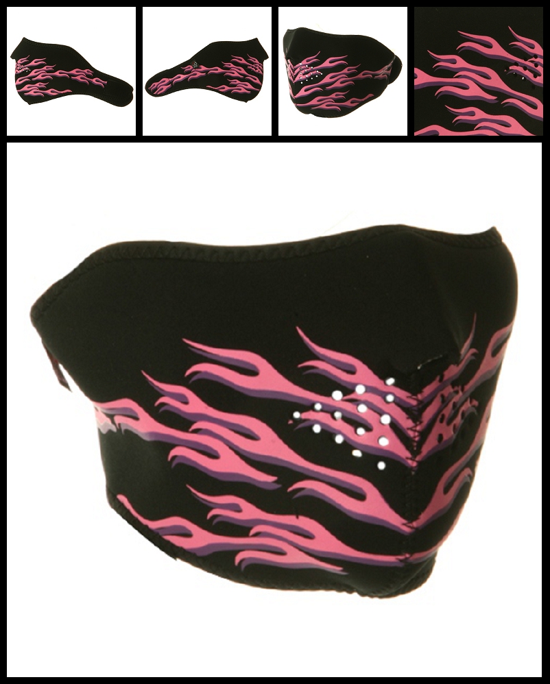 Half PinkBlack Flame Neoprene Face Mask