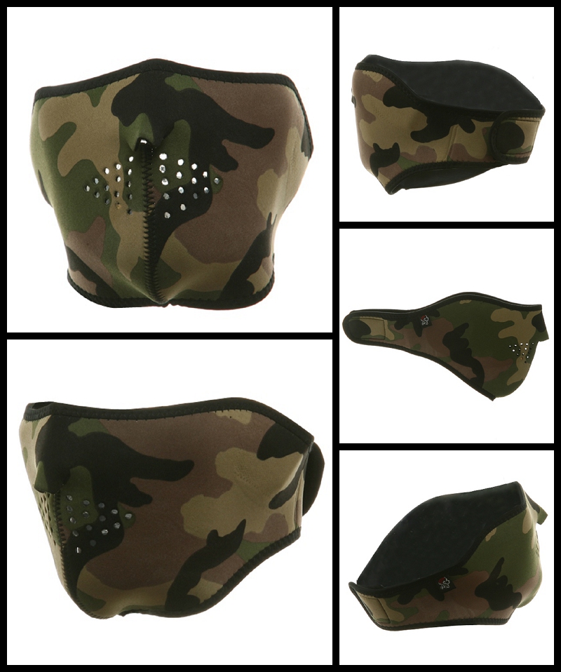 Half Woodland Camo Neoprene Face Mask