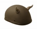 Silver Grooved Motorcycle Helmet Goblin Horns