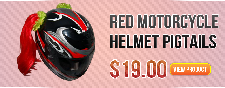 Red Motocycle Helmet Pigtail